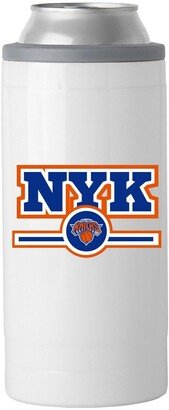 New York Knicks 12 oz Letterman Slim Can Cooler - White, Silver