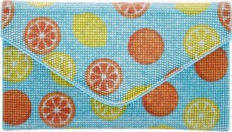 Citrus Print Allover Crystal Small Clutch