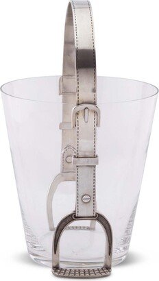 Glass Ice, Wine, Champagne Bucket with Pewter Stirrup Handles