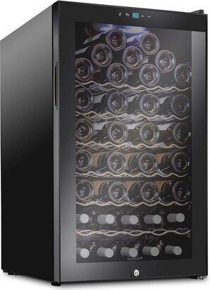 51-Bottle Compressor Freestanding Wine Cooler Refrigerator - Black