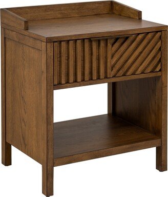 23.75 Sunset Cliff Wide 1-Drawer Wood Nightstand with Shelf