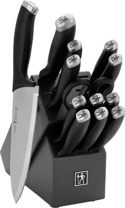 Silvercap 14 Piece Knife Set with Block, Chef Knife, Paring Knife, Utility Knife, Bread Knife, Steak Knife, Black, Stainless Steel