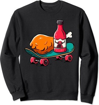 Chicken Leg Skateboarder Chicken Legs Skateboard Skateboarding Sweatshirt