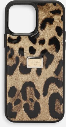 Leopard-print polished calfskin iPhone 14 Pro Max cover