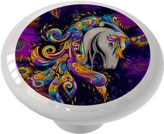 Unicorn Peacock Decorative Round Drawer Knob