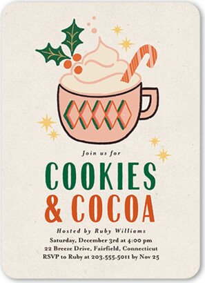 Holiday Invitations: Cookies And Cocoa Holiday Invitation, White, 5X7, Matte, Signature Smooth Cardstock, Rounded