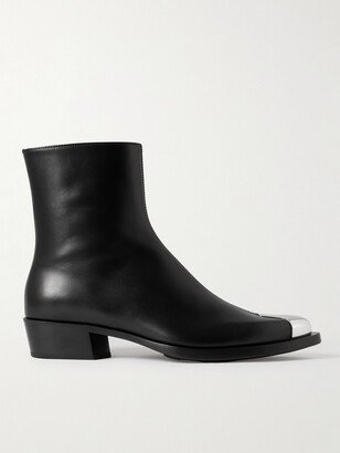 Punk Embellished Leather Chelsea Boots-AA