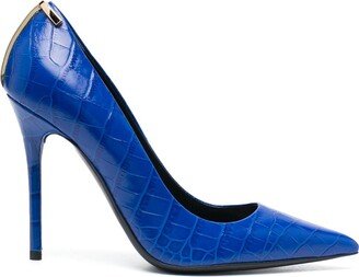 Croc-Embossed Leather Pumps