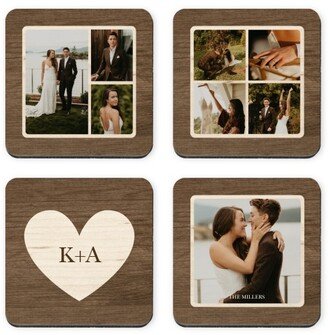 Coasters: Ingrained Love Initials Coaster, Brown