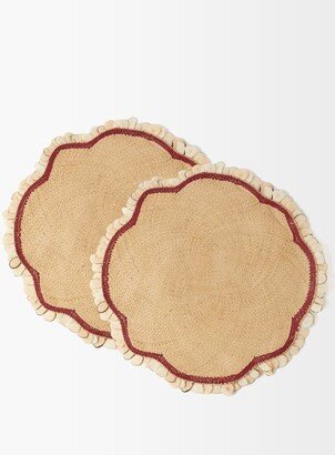 Set Of Two Iraca Palm Embellished Woven Placemats