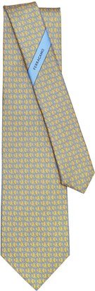 Lace-print silk tie