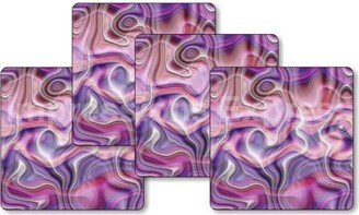 Purple Silk Ripple Square Coasters - Set Of 4