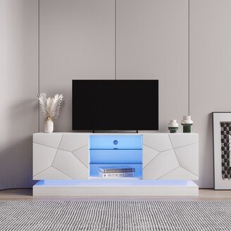 RASOO Modern Stylish Functional TV Stand with Color Changing LED Lights, Universal Entertainment Center TV Console for Up to 70 TV