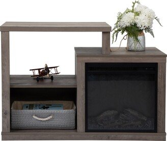 Calnod Irregular Shape TV Stand, Classic TV Cabinet with18 Electric Fireplace Offers Warmth During Cold Days for Living Room & Bedroom