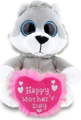 DolliBu Happy Mother’s Day Super Soft Sparkling Big Eye Wolf Plush - 6 inches