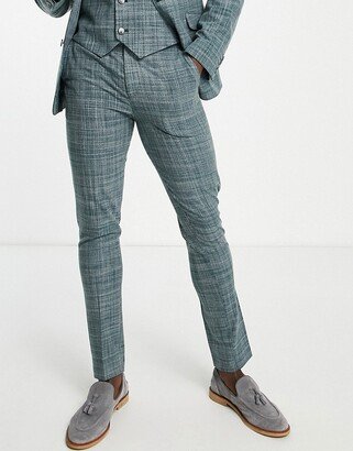 wedding skinny suit pants in forest green crosshatch