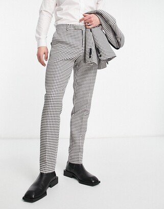 leach jacquard suit slim pants in navy