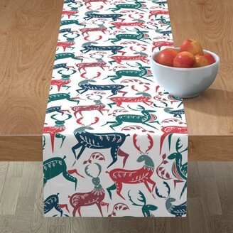 Table Runners: Christmas Deer On White Table Runner, 72X16, Multicolor