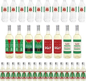 Big Dot Of Happiness Ugly Sweater - Holiday and Christmas Party Decor - Beverage Bar Kit - 34 Pieces