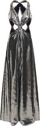 Sequined knotted cutout long dress