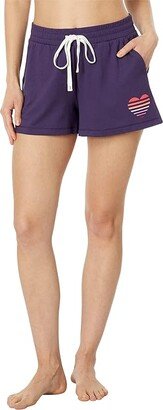 Scattered Palms Ombre Heart PJ Shorts (Deep Plum) Women's Pajama