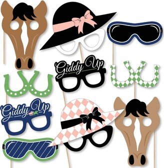 Big Dot of Happiness Kentucky Horse Derby Glasses/Masks/Headpieces - Paper Card Stock Horse Race Party Photo Booth Props Kit - 10 Count