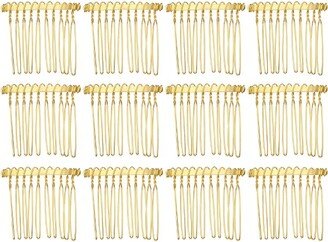 Unique Bargains No Slip Hair Side Combs Accessories Metal Durable 12 Pcs Gold Tone