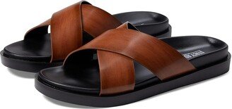 Montel Cross Strap Slide Sandal (Cognac) Men's Shoes