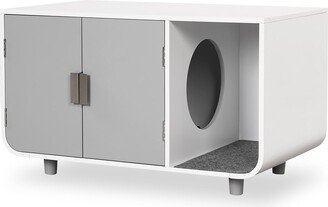 Cat Litter Box Enclosure Furniture with Removable Mat