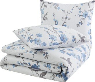 Kasumi Floral 3 Piece Duvet Cover Set, Full/Queen