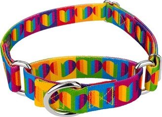 Country Brook Petz Rainbow Hearts Martingale Dog Collar (1/2 Inch, Mini)