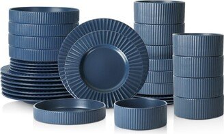 Lusso 32-Piece Dinnerware Set Stoneware, Service for 8, Ash Blue