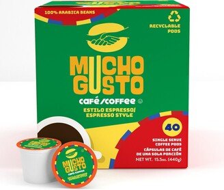 Mucho Gusto Espresso Coffee Flavored Pods, Compatible Keurig 2.0 Brewers, 40 Ct