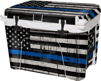 Custom Cooler Vinyl Wrap Skin Decal Fits Yeti Roadie 48 Wheeled | Cooler Not Included Personalized - Full USA Blue Line Patriotic Flag