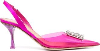 Rhinestone detail slingback pumps