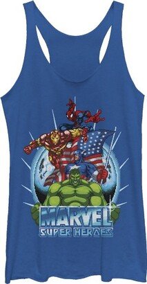 Women's Patriotic Heroes Racerback Tank Top - Royal Blue Heather - Small