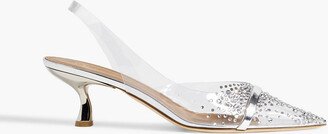 Juliet 45 crystal-embellished mirrored leather and PVC slingback pumps