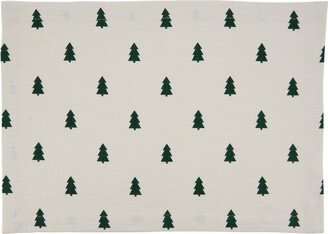 Saro Lifestyle Saro Lifestyle Christmas Tree Design Table Mats (Set of 4), Ivory, 14x20