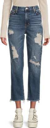 The Boyfriend Distressed Whiskered Jeans