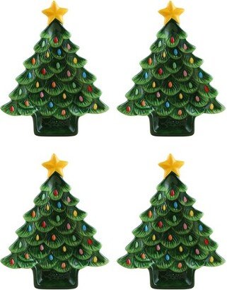 Mr. Christmas 8.75 Set of 4 Ceramic Nostalgic Tree Plates