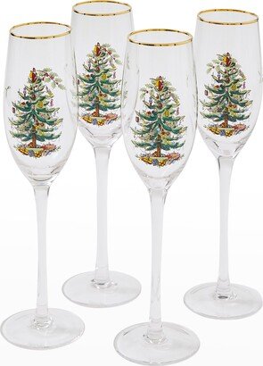 Christmas Tree Champagne Flutes, Set of 4