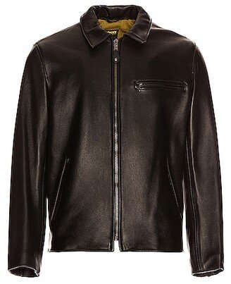 Collar Lamb Leather Jacket in Black