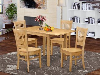 East West Furniture LLC Dining Set - Rectangular Table and Dining Room Chair with Solid Wood Seat and Slat Back - Oak Finish