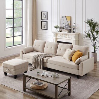 Walraime Modular Sectional Sofa Couch L Shaped With Chaise Storage Ottoman and Side Bags For Living Room