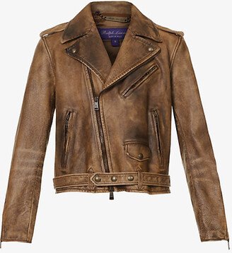 ens Vntg Brown Lockler Distressed Leather Jacket