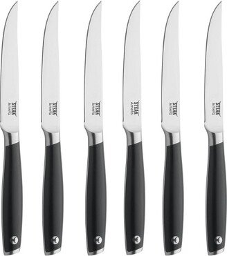 Tenderloin Steak Knives, Set Of 6, Premium High Carbon MOV Stainless Steel, Ergonomic Handle Design, Straight Edge 5 Inch Blade Steak Knife