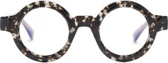 Round-Frame Tortoiseshell-Effect Glasses-AA