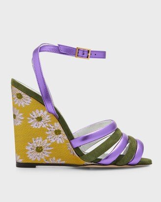 Tones Printed Ankle-Strap Wedge Sandals