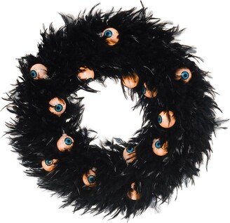 Foam 18.9In Black Halloween Light Up Spooky Eyes Wreath