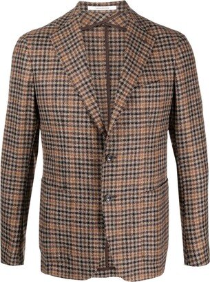 Single-Breasted Check-Pattern Blazer-AA